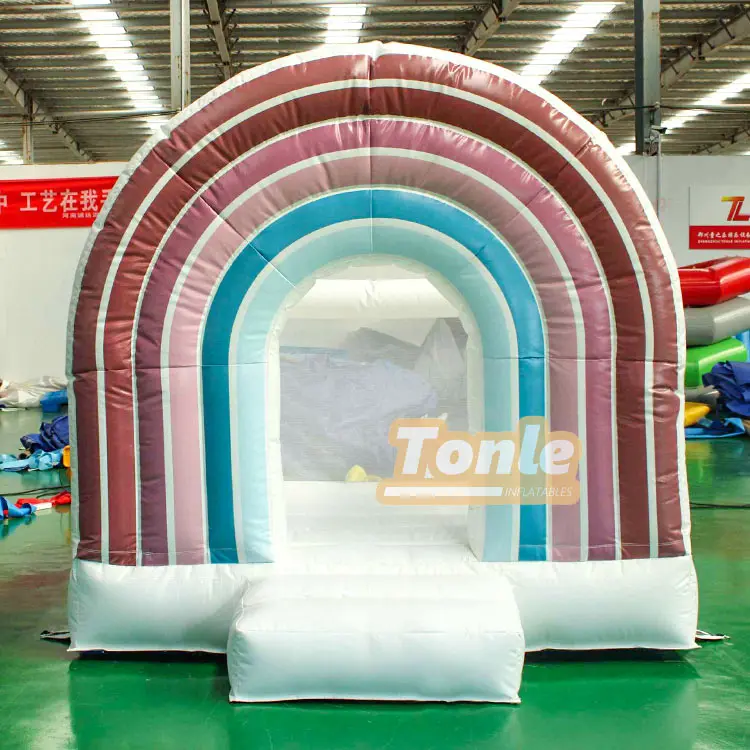 Коммерческий пастельный Радужный надувной мини-белый замок-батут для детской вечеринки