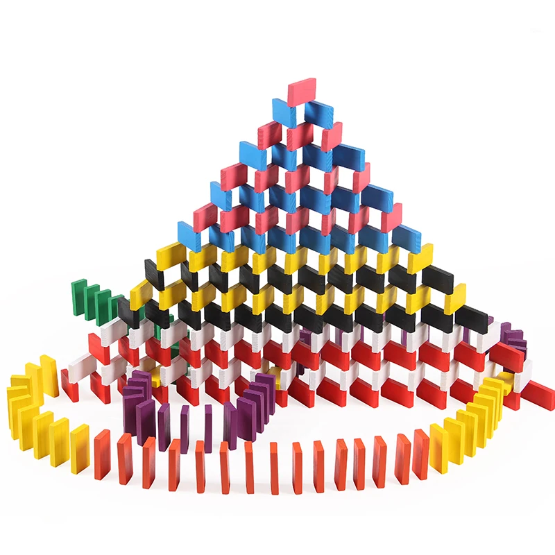 
Hot Sale Wholesale Wooden Colorful Dominoes Sets Gifts Toys For Children And Adults 120 Piecs Building Blocks Sets 