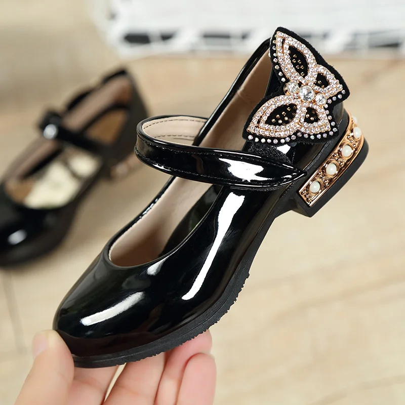 2021 Summer Spring Little Girl Kids Wedding Black School Dance Party Princess Childrens Dress Shoes