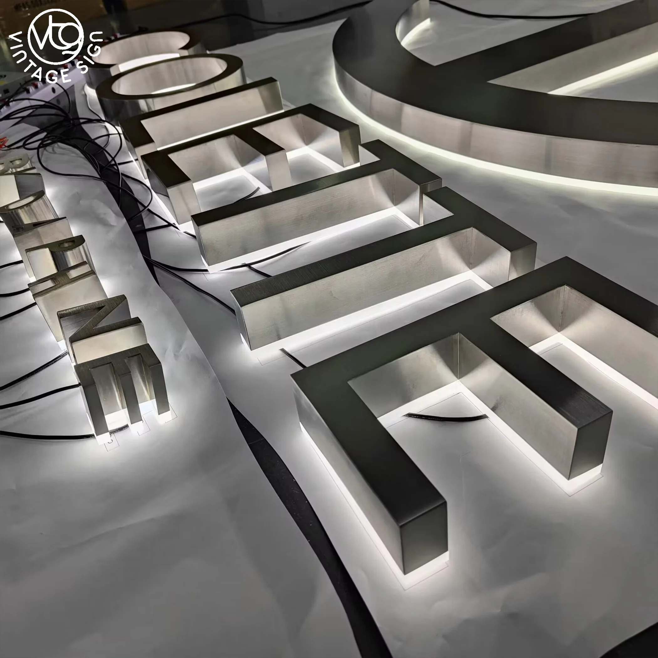 Signs Cost Gold Brushed Stainless Steel Led Custom Backlit Sign Front 3d Letter Logo Channel With High Quality