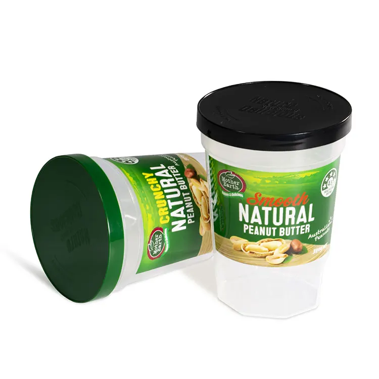 customized plastic jar for peanut butter transparent container packaging 315g plastic jar with screw lid
