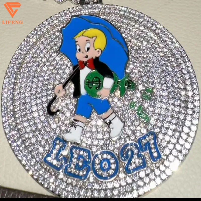 Custom VVS Moissanite Diamond Ice Out Pendant  Pass The Diamond Tester Gold Plated Silver Hip Hop Pendant