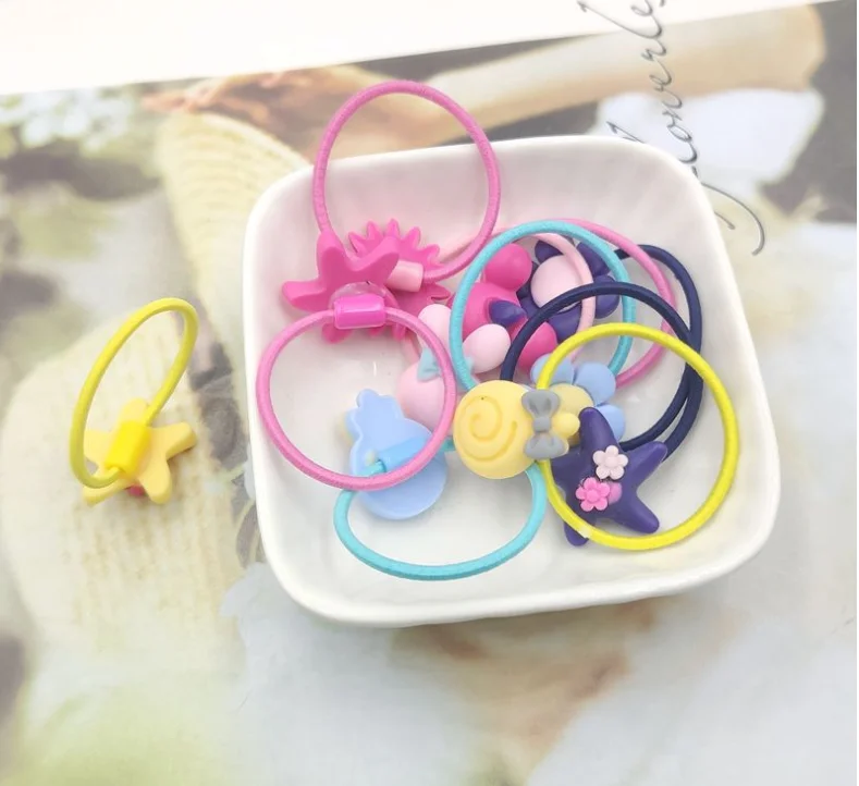
New 40Pcs/Lot Gift Box Packed Girls Scrunchies Rubber Bands,Cute Cartoon Elastic Hair Bands For Girls 