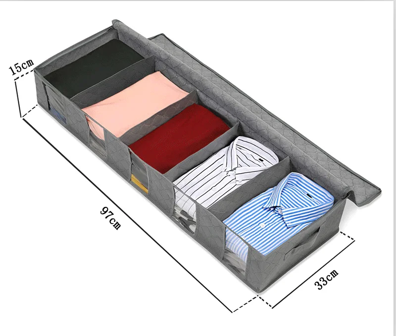 Non Woven Under-the-Bed Storage Boxes with Reinforced Handles Foldable Underbed Storage Bags and Containers
