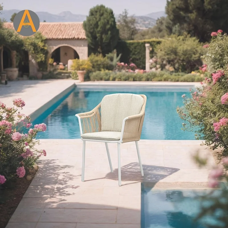 New design rope chair aluminum Beverage Shop balcony hotel garden outdoor chair for restaurant