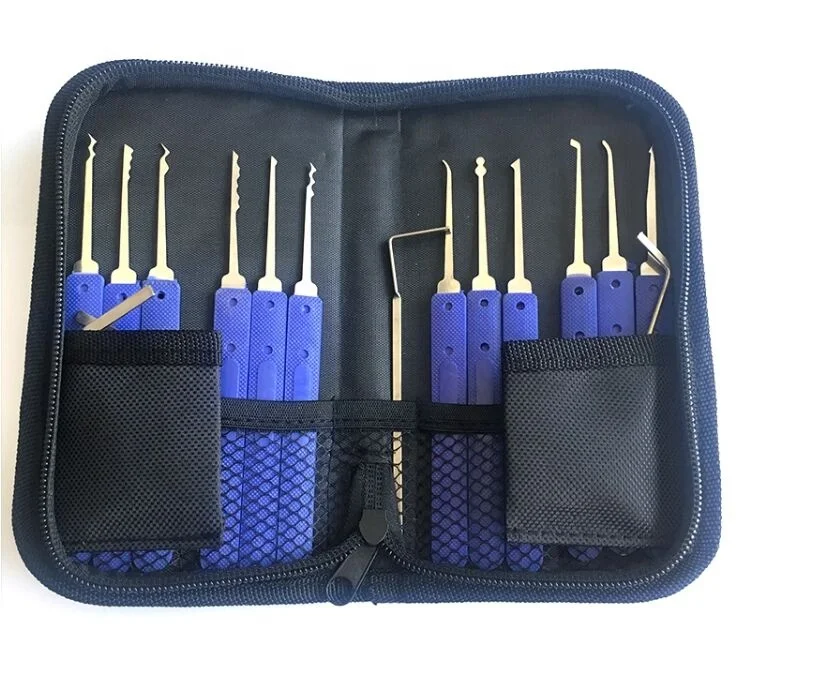 AJF Blue Unlocking Lock Pick Set Tools for Locksmith 12 Lock Picks   5 Tension Tools Stainless CN;ZHE