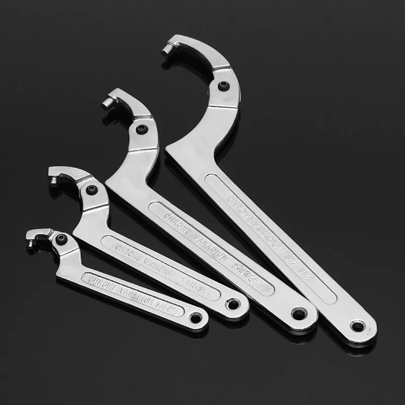 19-170mm Adjustable Hook Wrench Square Pin Round Head C Shape Spanner Round nut Wrenches Hand Multi Tools