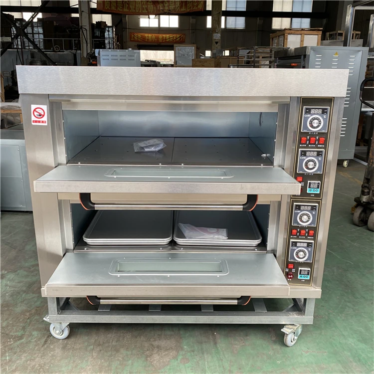 GOOPIKK Commercial Industrial Bakery and Electric Deck Cake Pizza Bread 2 Deck 4 Trays Baking Oven