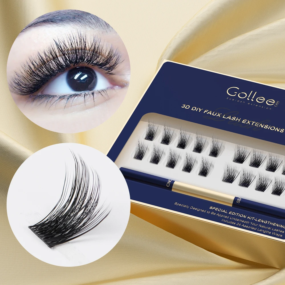 Gollee Individual Fox Eye Lashes 120 Las Cluster Lashes Diy Eyelash E Diy Segment Strip Eyelash Lash Cluster Extension Glue Kit