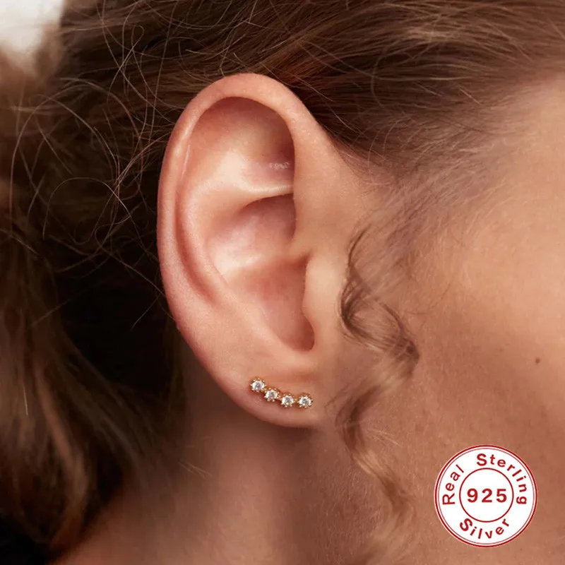 QLEESI Exquisite Jewelry Hot Sale Wholesale Sterling Silver 18K Gold Romantic Zircon Stud 925 Earrings