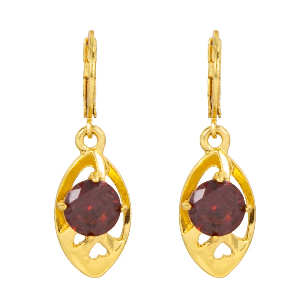 Jewelry Factory new design fashion simple and elegant cheap red diamond 18K gold-plated long earrings for Women Girls Wholesale