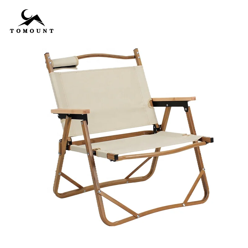 Picnic Portable Wood Grain Aluminum Low Seat Foldable Director Chair Lightweight Camping Folding Armrest Outdoor  Beach Chair