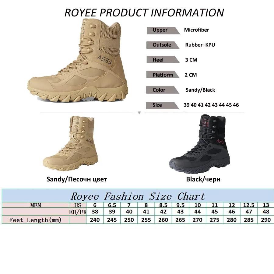 Factory Wholesale Winter Warm Men Desert Boots High Shoes Hiking Outdoor Combat Climbing Tactical