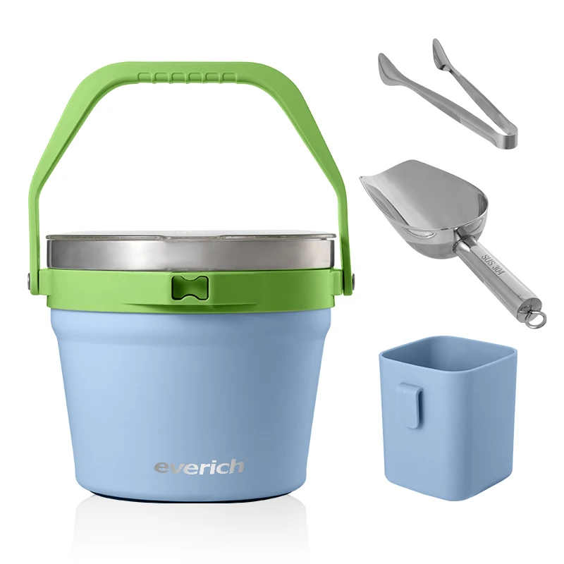 Cooler Box For Cocktail Bar Parties with Lid handle 7L Insulated Ice Bucket Double Wall Stainless Steel Ice Bucket