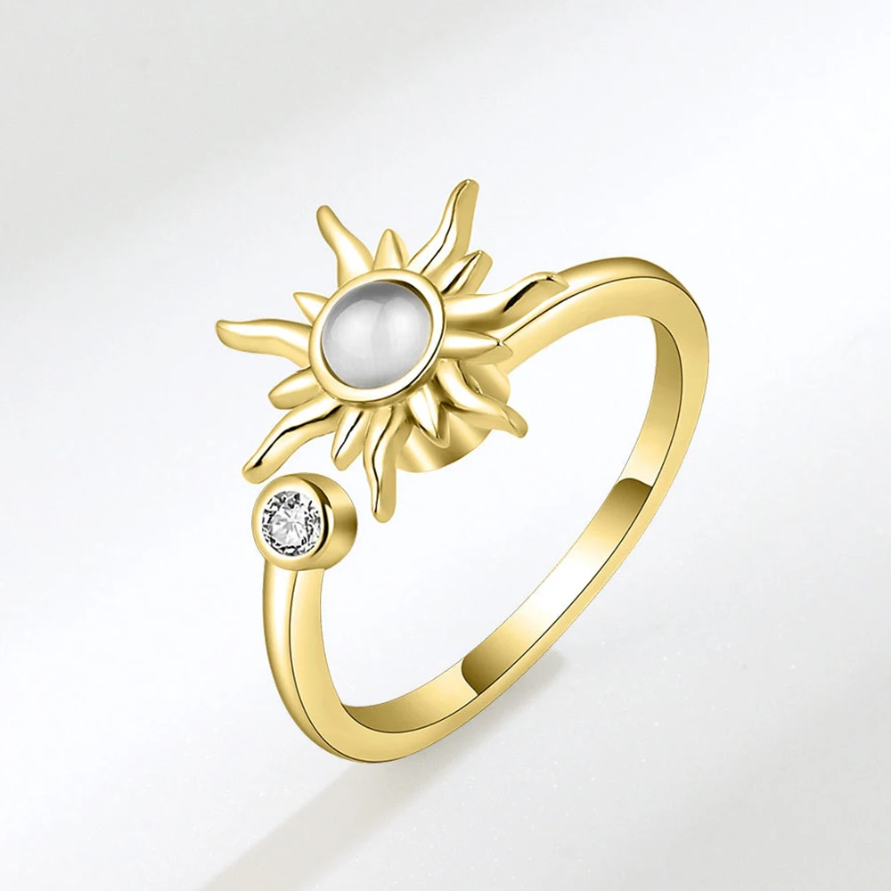 Fine Jewellery Fashion Silver Gold Copper Spinning Wreath Stress Relief Transport Ring Jewellery Rings