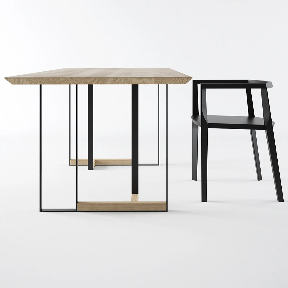 
modern home furniture dining table set paper covered MDF kitchen dining table set fixed dining table 