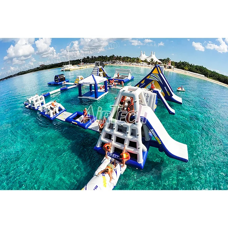 Custom commercial aqua slide park lake inflatables water games for adult and kids