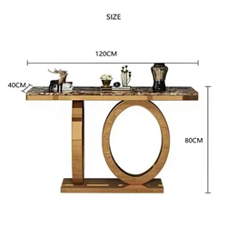 Luxury hotel hall console side table with gold stainless steel leg modern design European  black console in living room