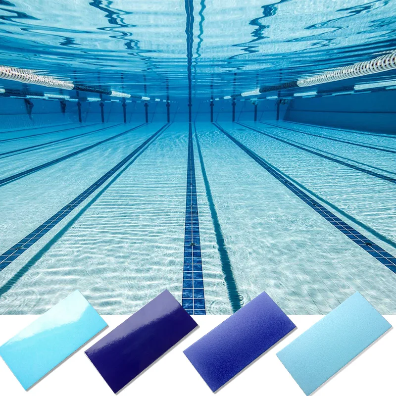 foshan  244 mm cheap porcelain commercial blue swimming pool tile