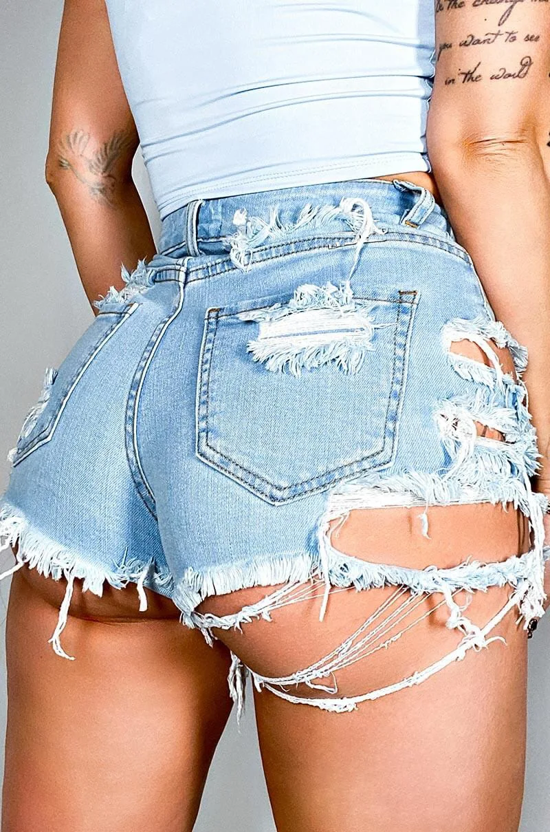 Summer Ripped Jeans Shorts For Women High Waist Hole Blue Denim Hot Shorts Female Fashion Streetwear Bottoms