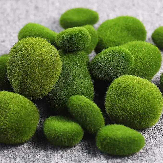 Green Artificial Moss Balls Decorative Stones Varying Sizes Ideal for Vases Table Decor Planter Decor Weddings Parties