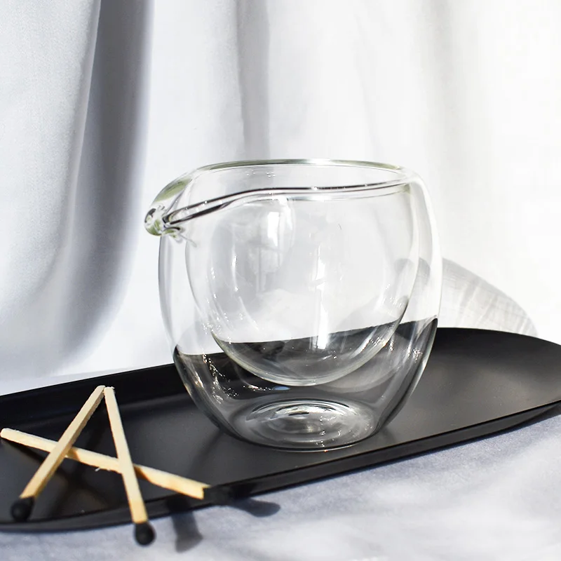 High Borosilicate 4oz Small Body Oil Message Use clear Luxury Double Walled Glass Candle Jar with Spout Pouring Mouth