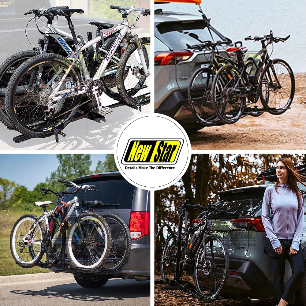 heavy duty suv car van truck hitch rear cargo 2 bikes rack for electric bicycle, mountain fat tire ebike