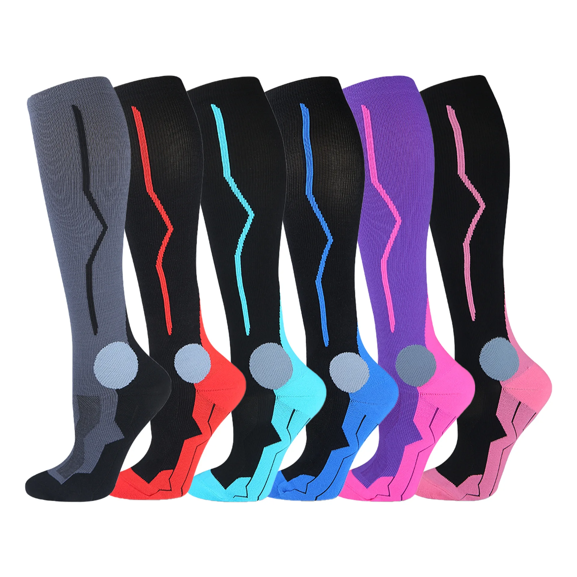 Nylon Compression Running Socks Knee High Custom Running Cycling Compression20-30 Mmhg Socks