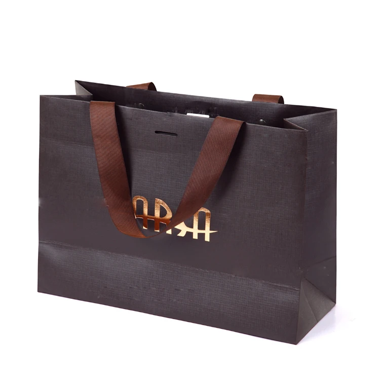 Hongxi OEM ODM переработанный Пользовательский логотип большой камень дешевая розовая черная биоразлагаемая бумага шоппинг Розничная сумка с ручкой