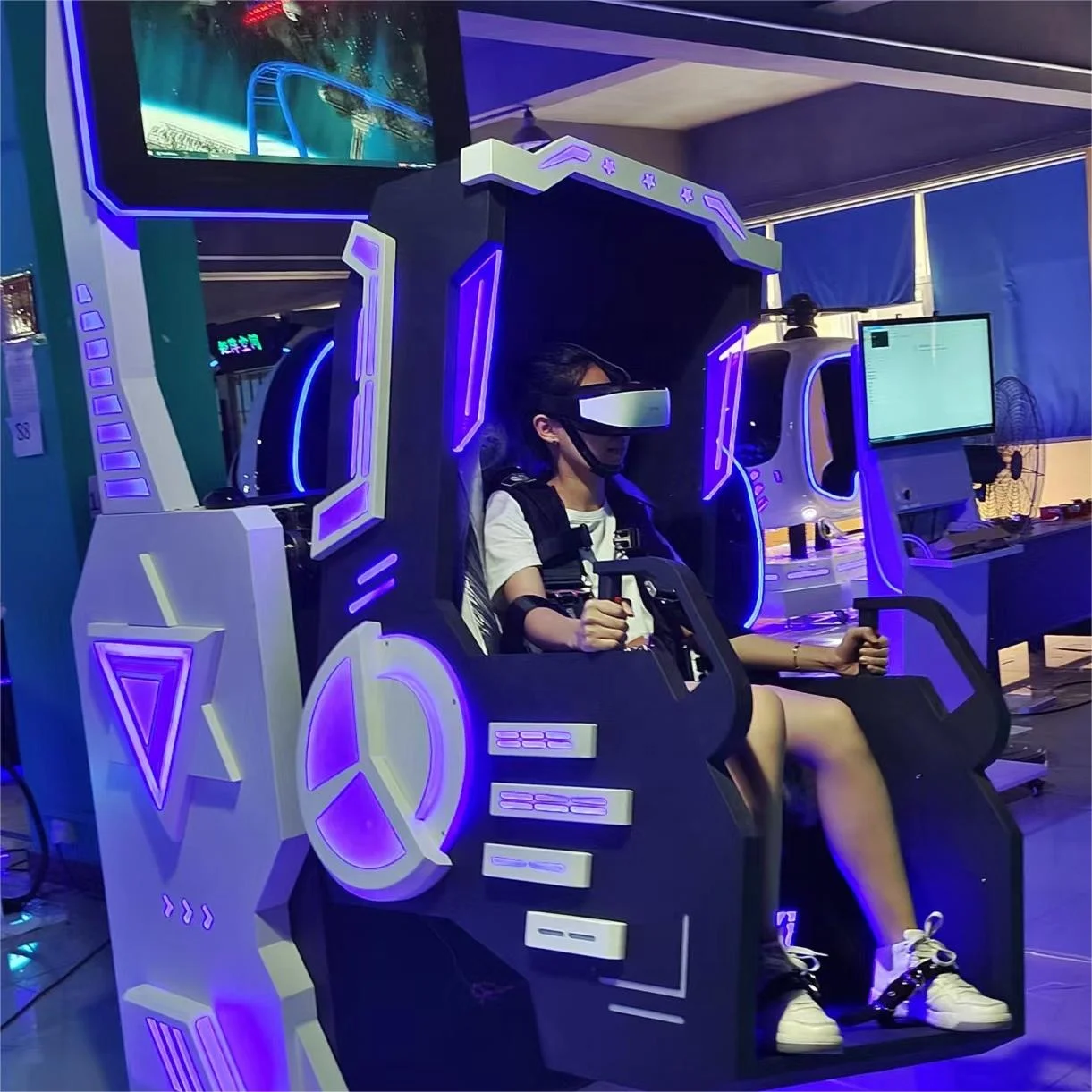 Новый век VR американские горки захватывающий опыт с 32-дюймовым экраном ослепительный свет симулятор 360 градусов летательный аппарат