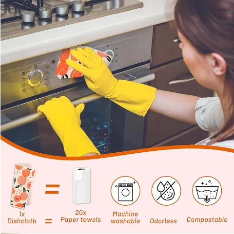 Swedish Dishcloths with Hanging Clips Reusable Swedish Dish Towels Cellulose Cleaning Cloths Washable Dish Wipes for Kitchen