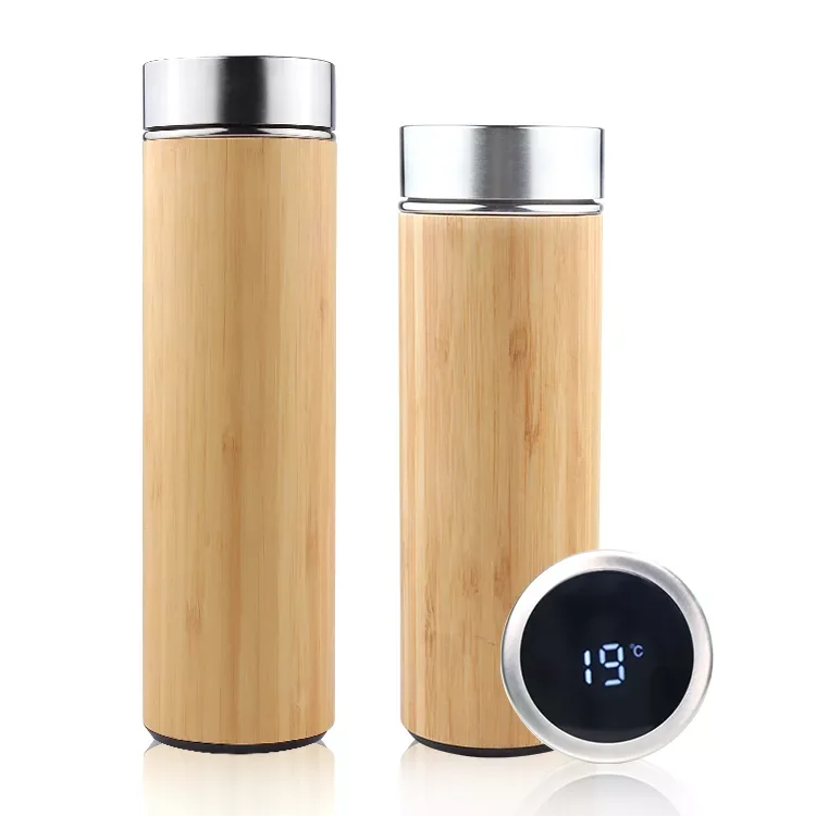 Low Price Supply Bamboo Tea Infuser Display Temperature With Filter Injector Water Thermos Bottle