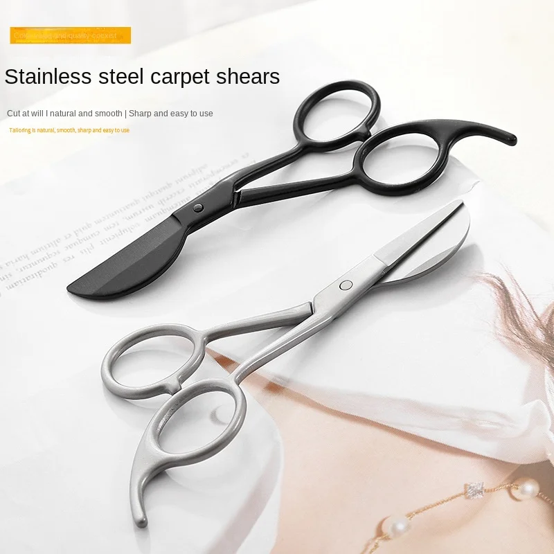 Stainless Steel Tufting Scissors DIY Carpet Cutters with Blackened Duckbill and Pelican Trim Yarn Handle Made of Plastic