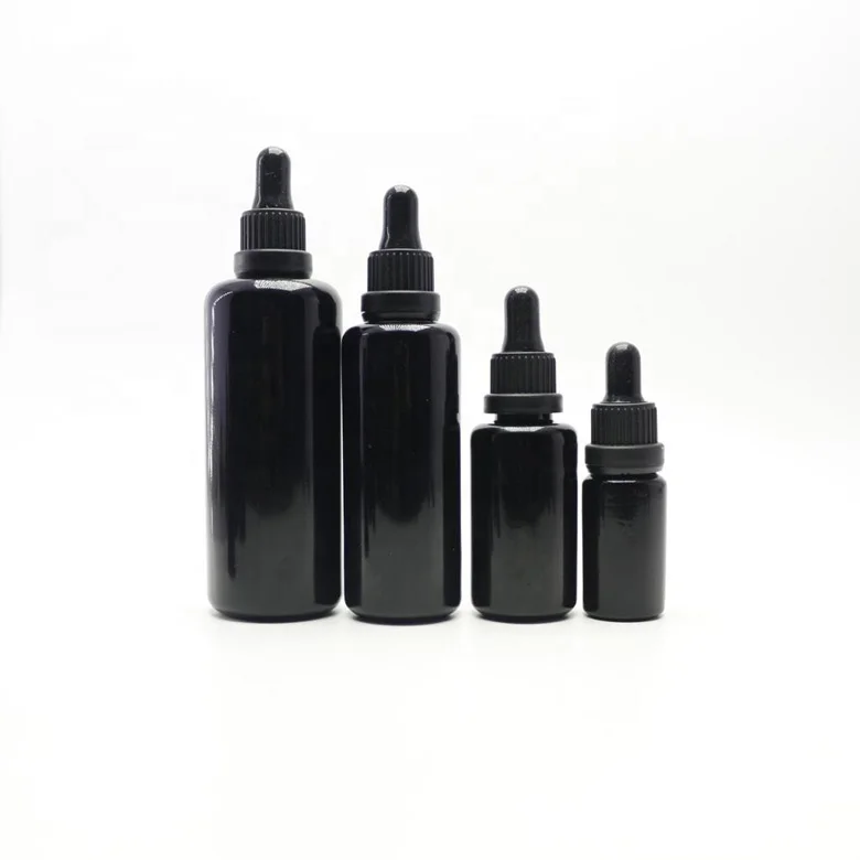 High End 10Ml 15Ml 30Ml 50Ml 100Ml 200Ml Essential Oil Glass Bottles Luxury UV Black Violet Essence Liquid Glass Dropper Bottle