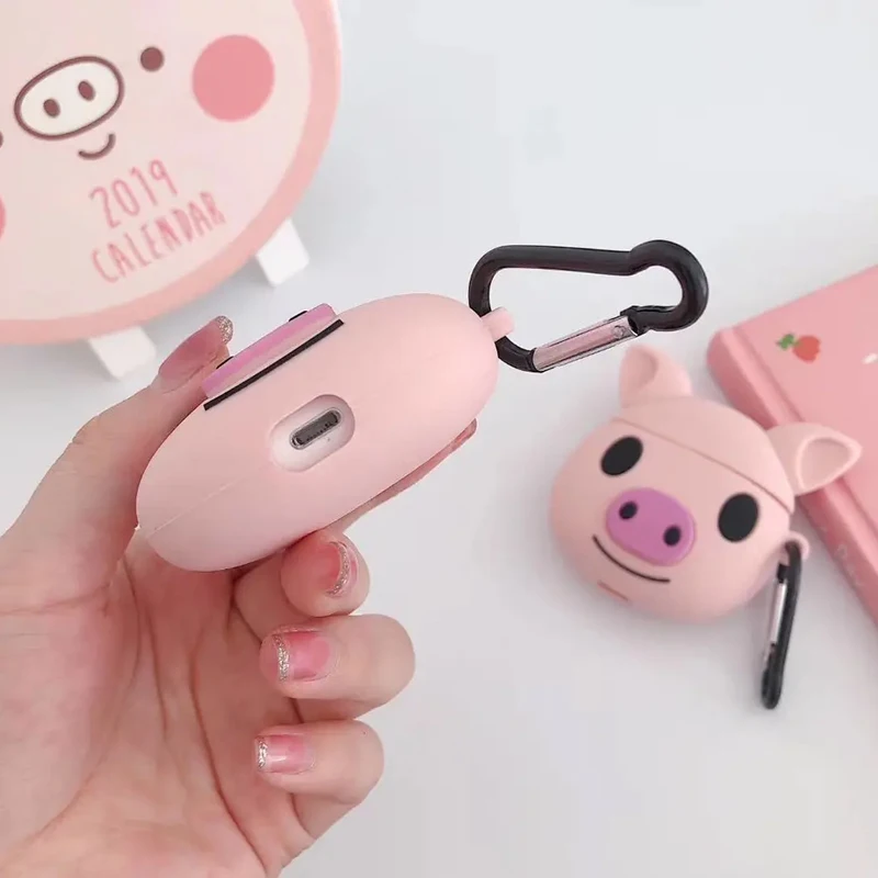 Factory direct cartoon pink Pig nose earphone silicone protector for airpods