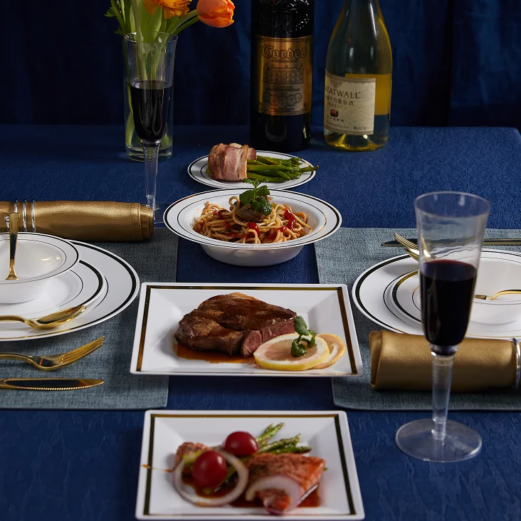 Transparent Low Price Irregular Square Plate For Dinner Party Camping Wedding Plastic Tableware Plate restaurant plastic plates