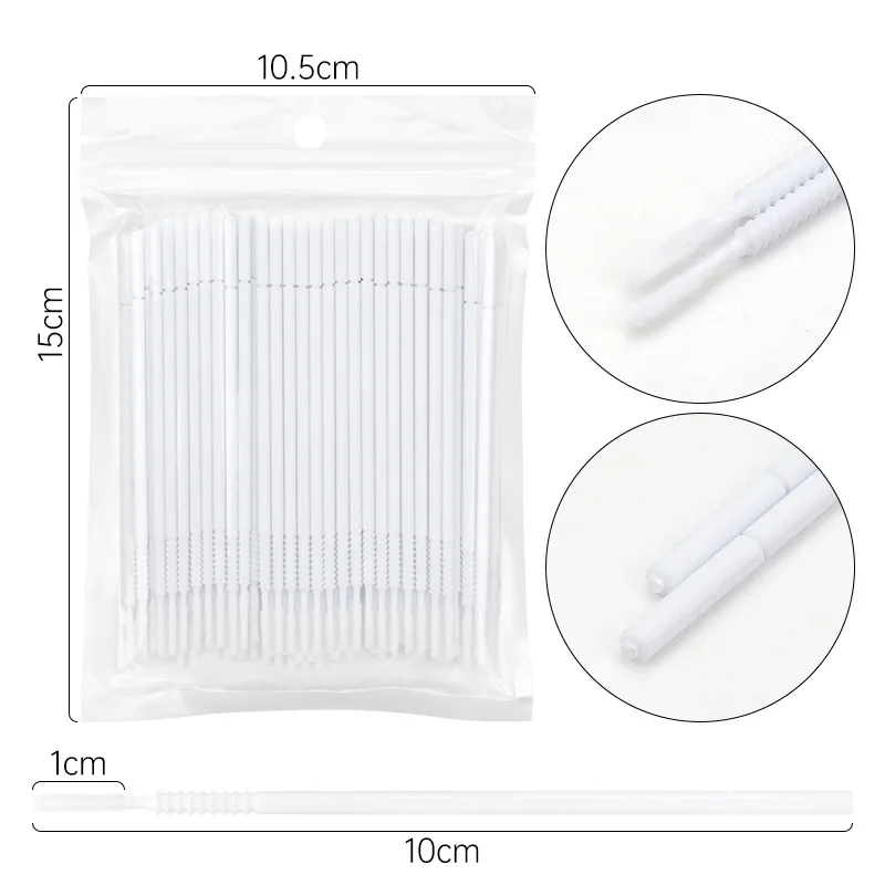 100 Pcs Long Head Micro Cotton Swab Cleaning Brush For Eyelash Extension