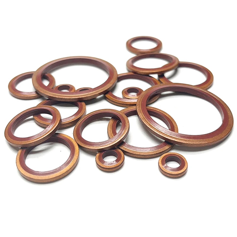Brown Iron Metal NBR Rubber  Gasket Bonded Seal Washer Metal Combination Gasket