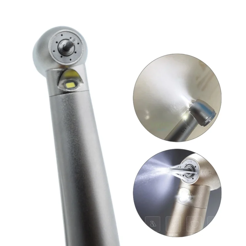 Dental Max3 LED High Speed Handpiece E-generator Push Button  Air Turbine 4 Water Way 2/4 Hole
