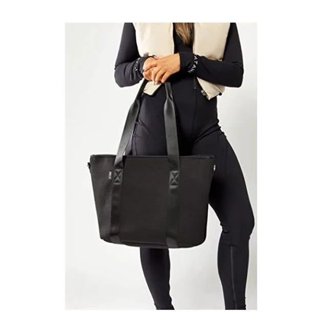 Черная неопреновая сумка-тоут для женщин, Женский неопреновый тоут для тренажерного зала, работы, путешествий, кошелек из неопрена на молнии с ремешком через плечо