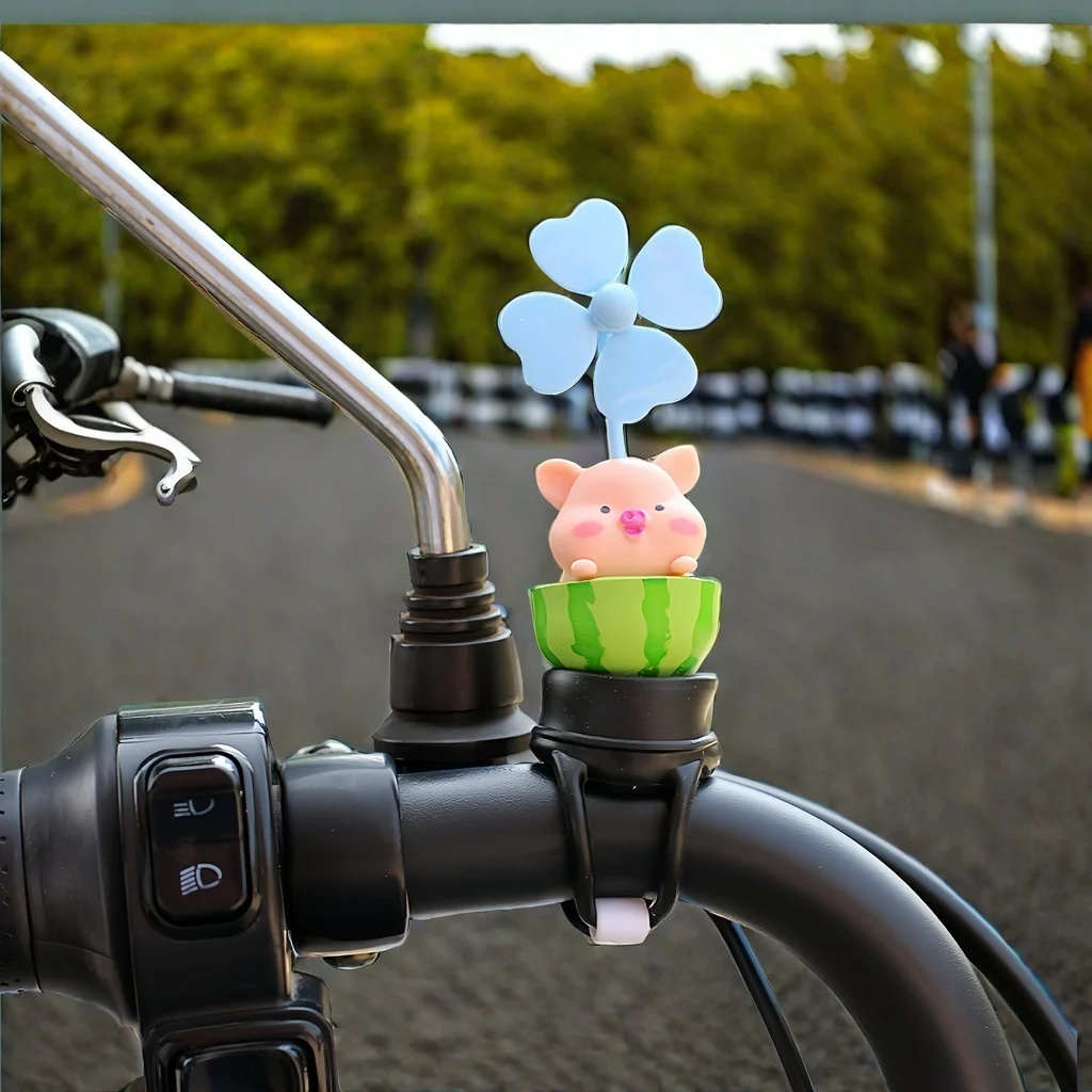 Bicycle Decoration Doll Tiktok Electric Motorcycle Bicycle Windward Rotation Cartoon Decoration
