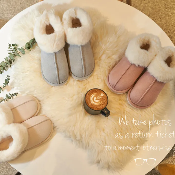 Wholesale Fluffy Cozy fuzzy soft plush Indoor Outdoor Warm Fuzzy Comfy House Shoes Fluffy Wide Loafer Slippers