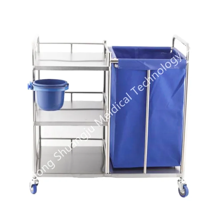 
Stainless steel three layer thickened hospital Dirt car 