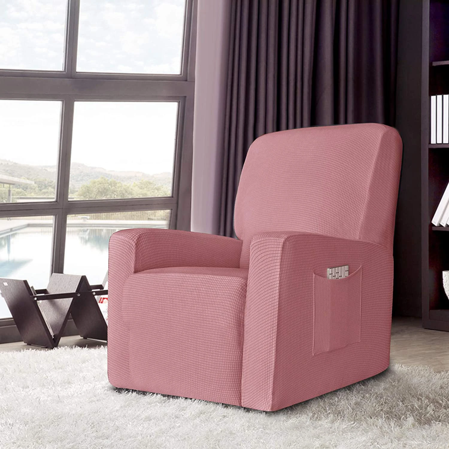 Jacquard Plush Recliner Couch Covers Chair Cover 1-Seat Stretch Reclining Sofa Slipcover Recliner Sofa Covers