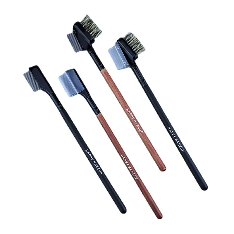 FEIYAN Wholesale Private Label Makeup Single Wooden 2 in 1 Eyebrow Eyelash And Eyebrow Comb Brush