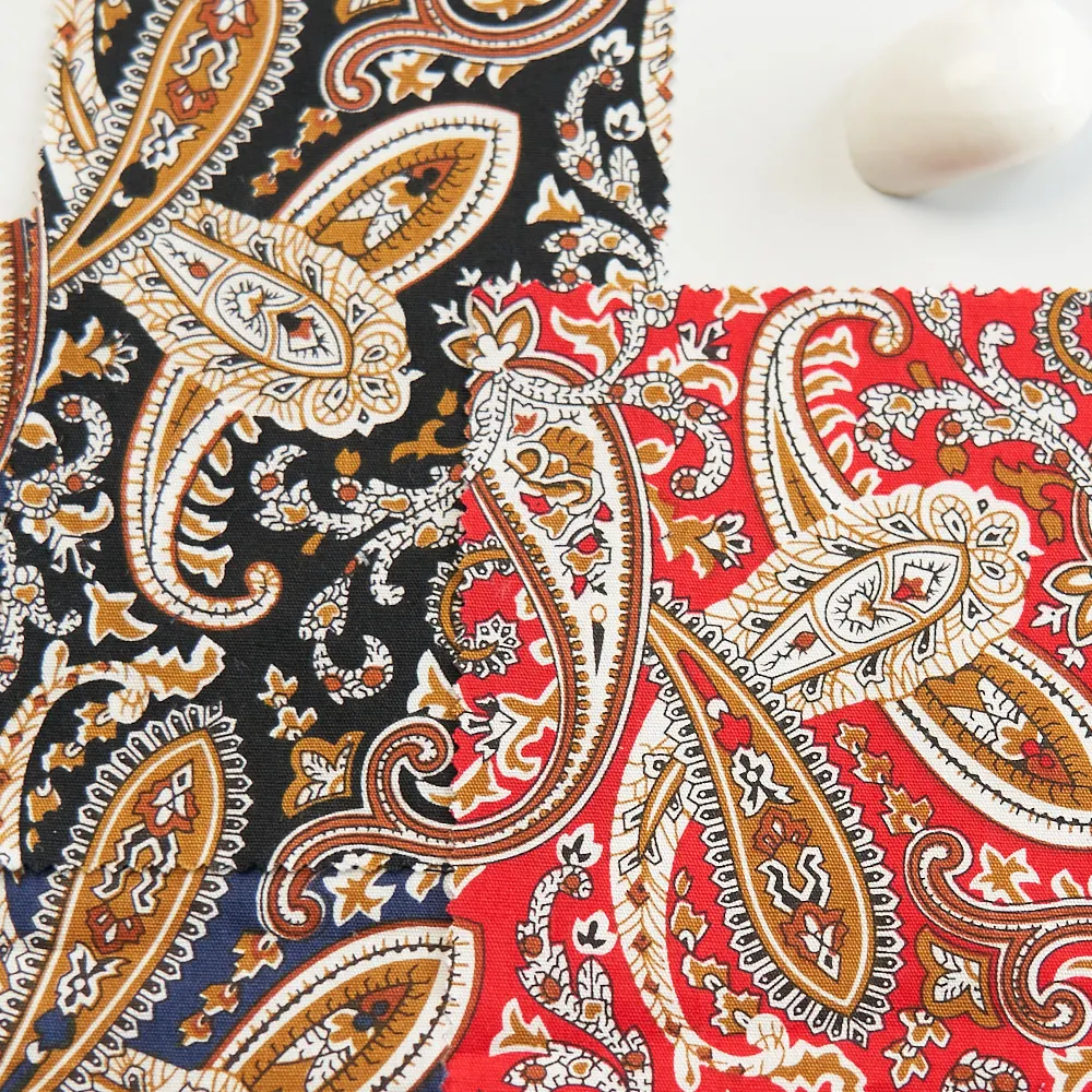 Hot selling paisley printed woven cotton poplin fabric for shirt with cheap price