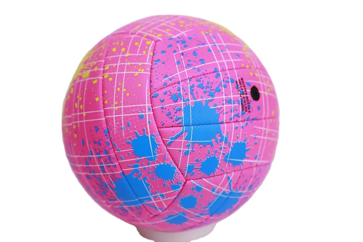 Competition Training Volleyball Official Machine Stitched Neon Leather Size 5 Beach Volleyball Silk OEM Customized Ball