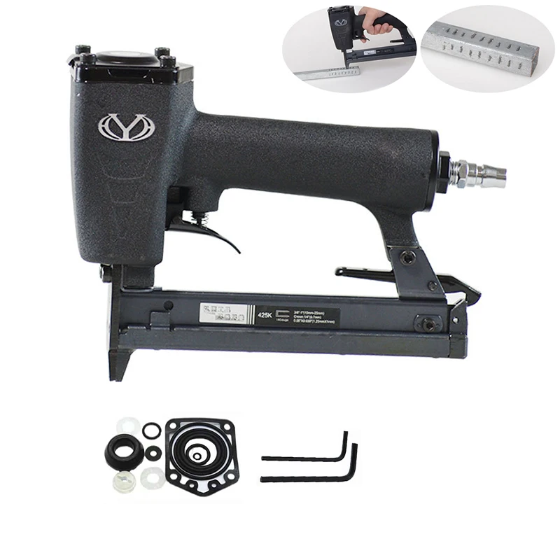 Pneumatic Nail Gun Woodworking Iron Woven Rattan Furniture Aluminum Tube 6MM Pneumatic Air Narrow Crown Stapler 18 GA 3/8\