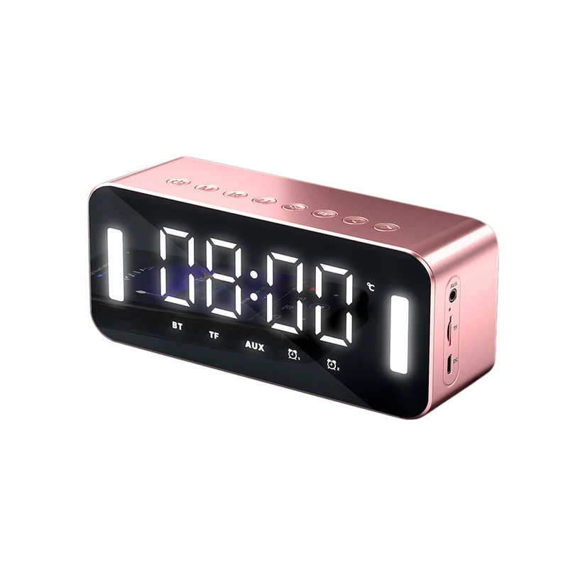 H8 Wireless Speaker Stereo Sound Bass Subwoofer Night Light Multi Digital Electronic Clock Support Temperature Display FM Radio