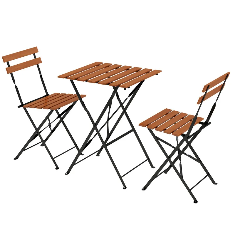 Outdoor Garden Courtyard Superior Steel Folding Courtyard Bistro Set 3 piece foldable balcony table and chair